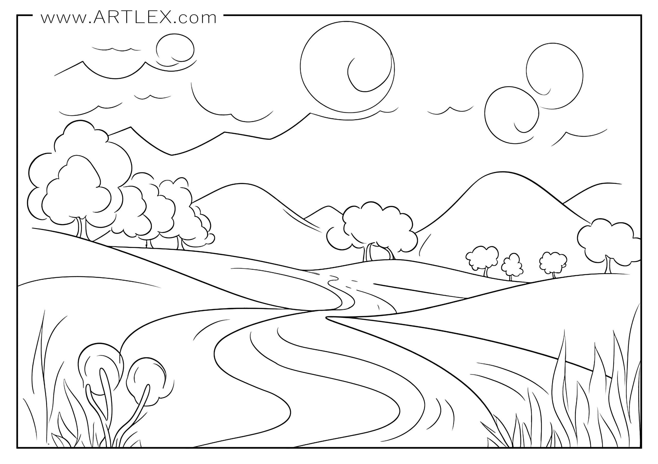 printable coloring pages landscapes