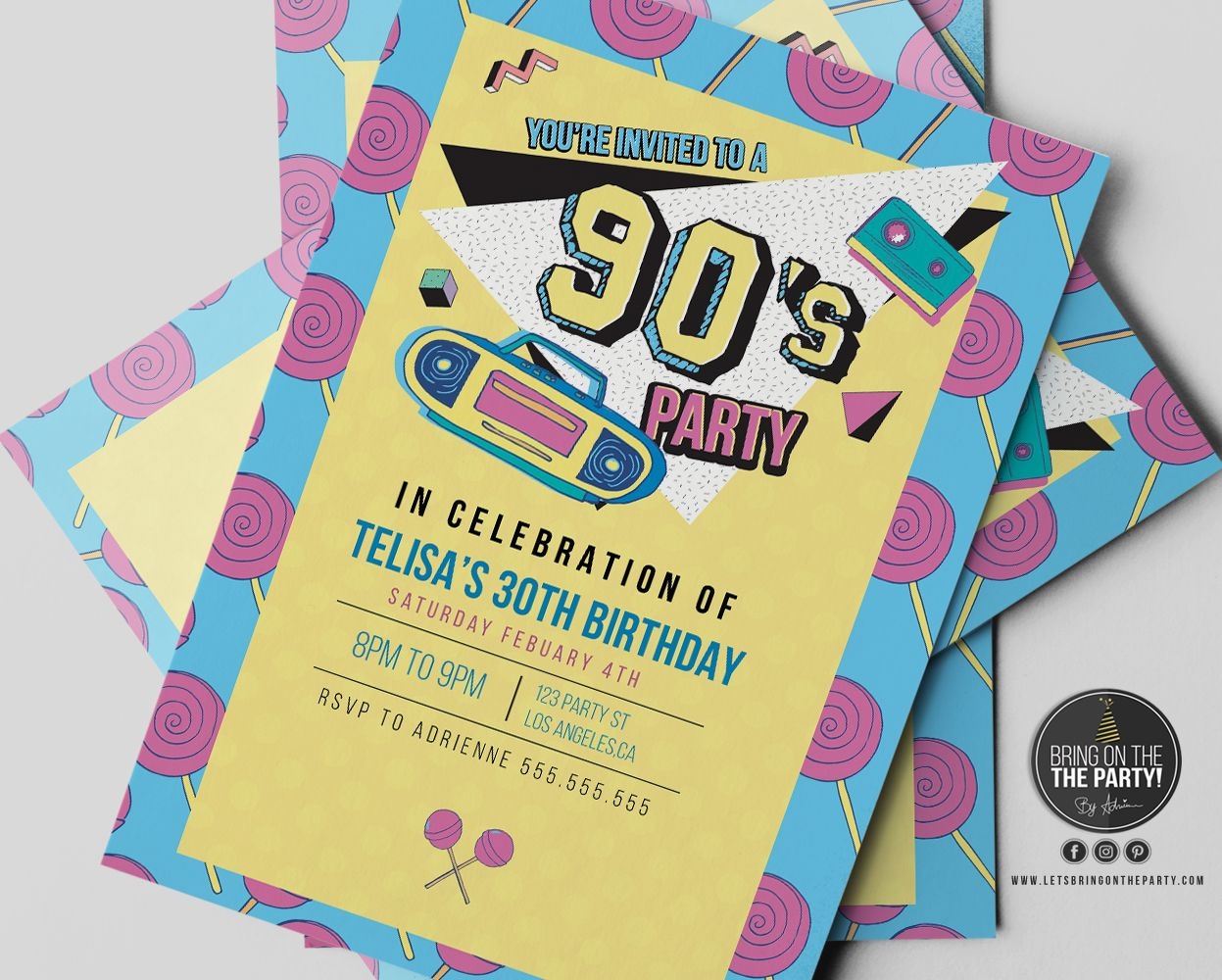 90S Invitation Template Social Media Template