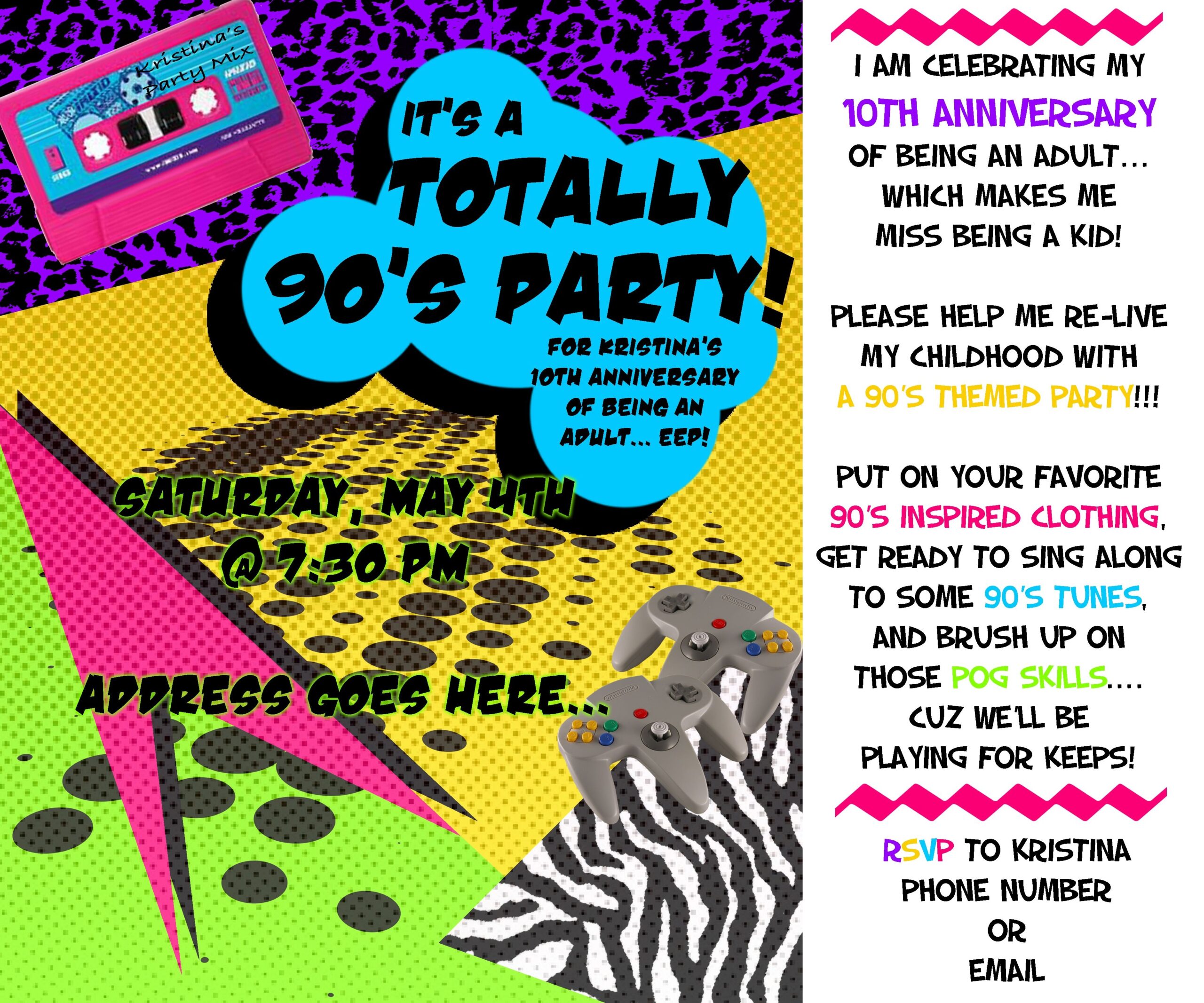 90S Party Invitation Template Dev onallcylinders