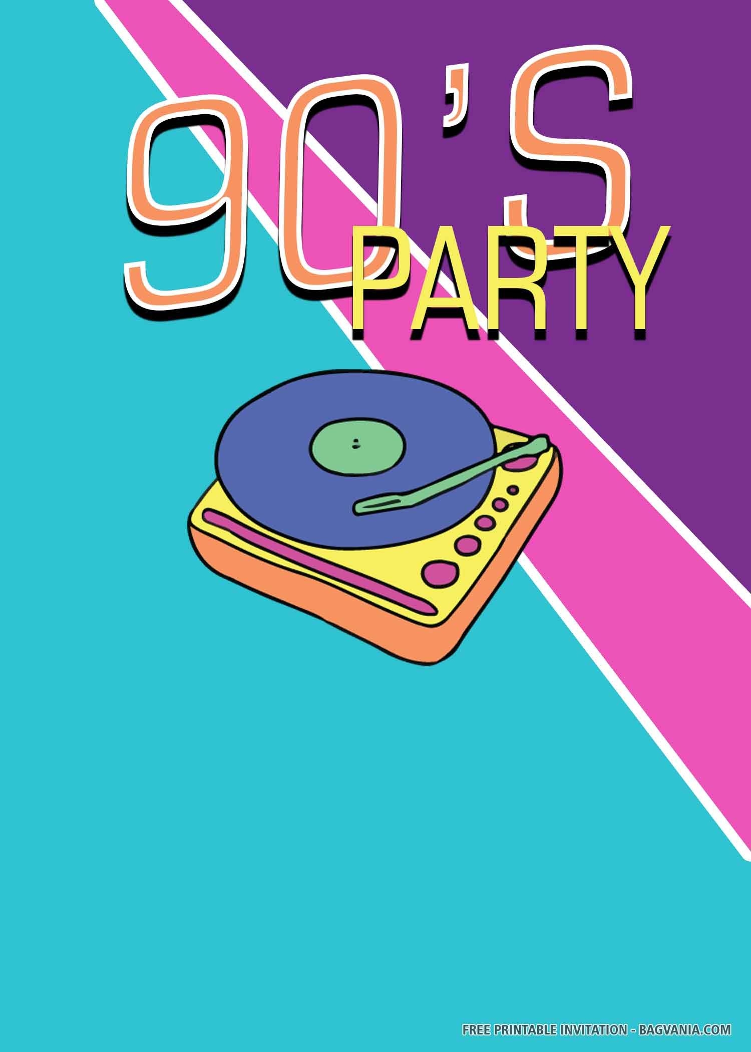 90s Party Invitation Template Free Printable Form Templates And Letter