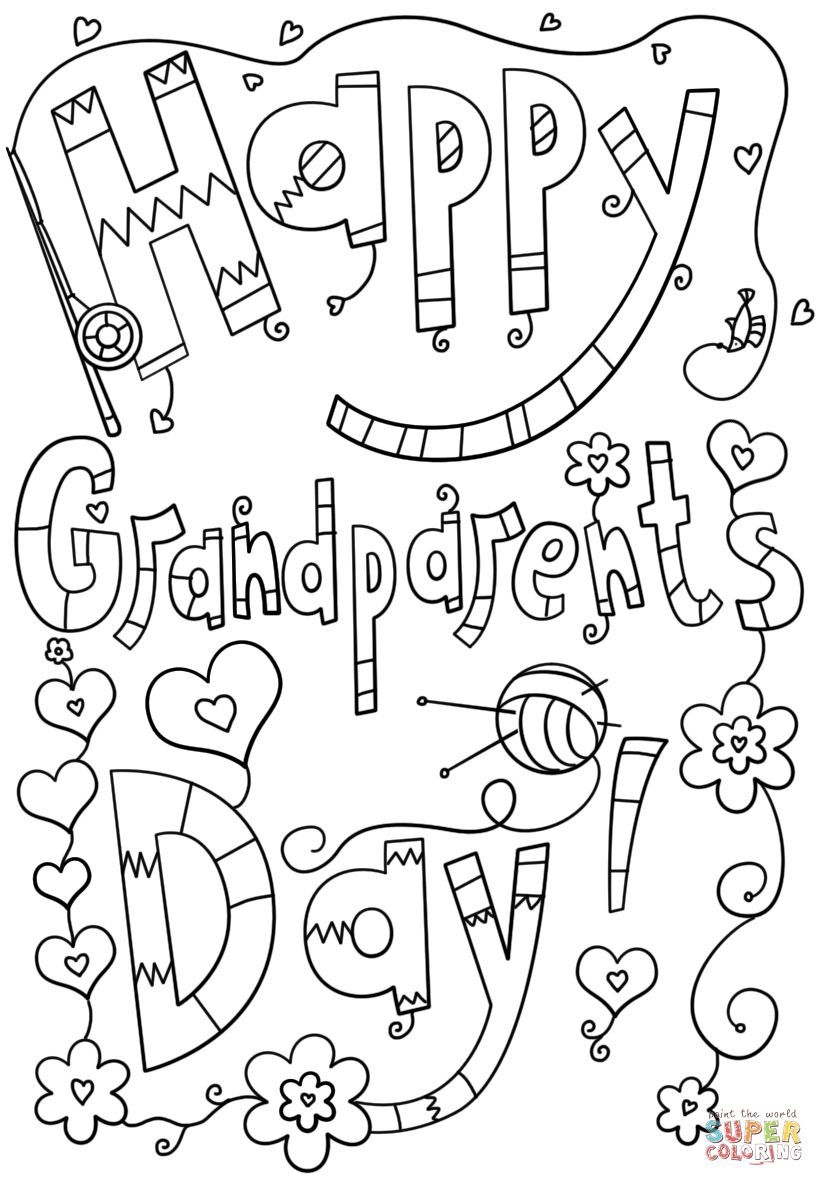 A Coloring Page That Says Happy Grandparents Day Grandparents Day