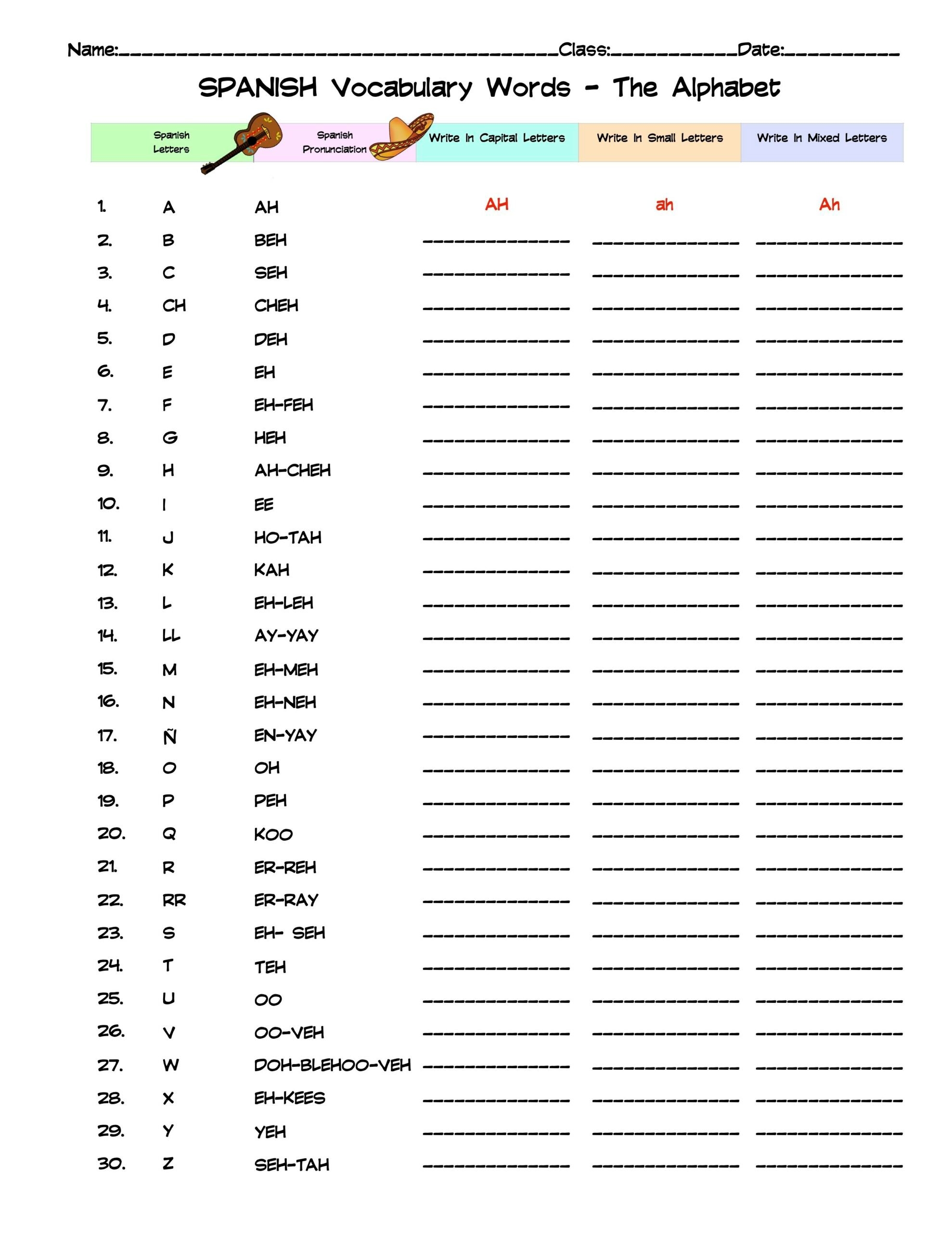 A Guide To The Alphabet In Spanish With Free Printables Worksheets 