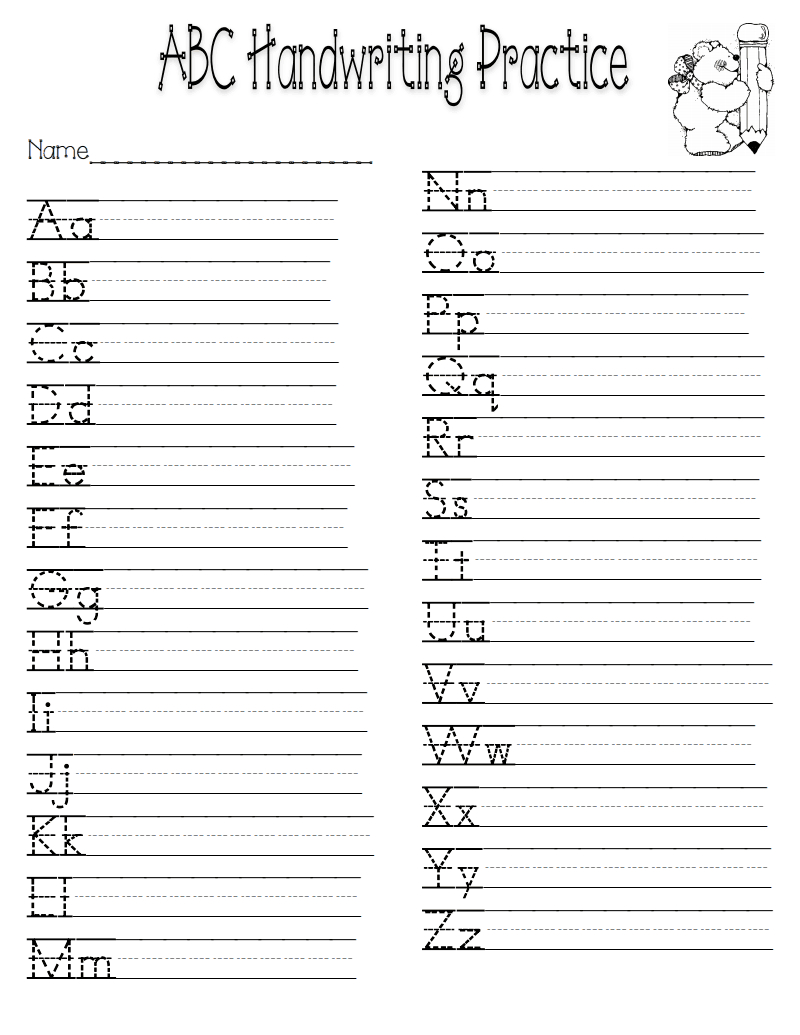 worksheets for handwriting practice