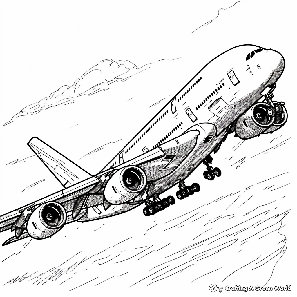A380 Airplane Coloring Pages Free Printable Worksheets Library