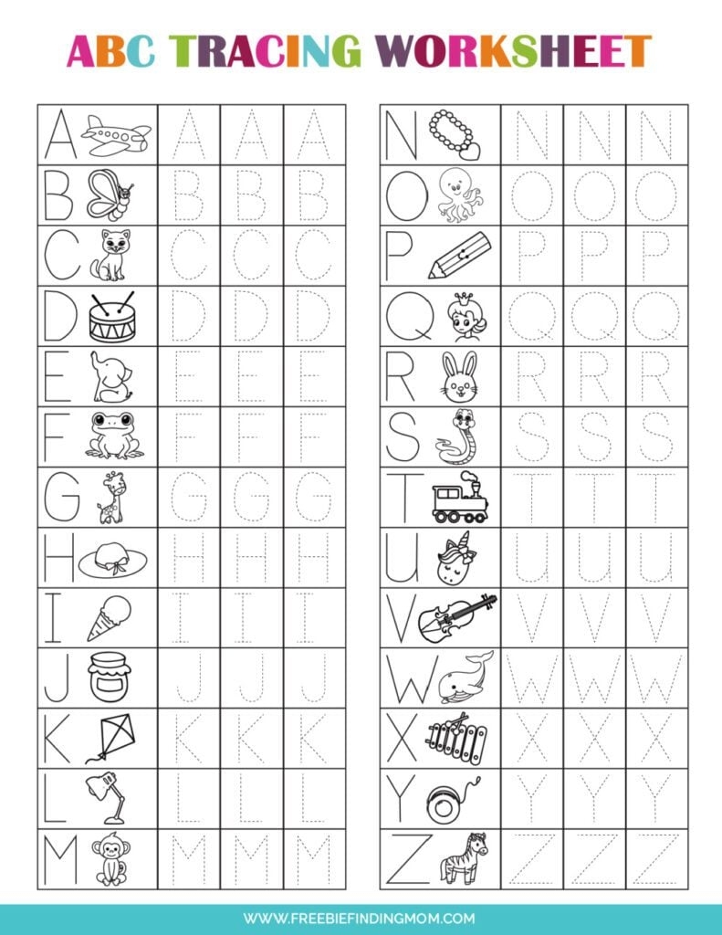 ABC Letters Printable Tracing Worksheets