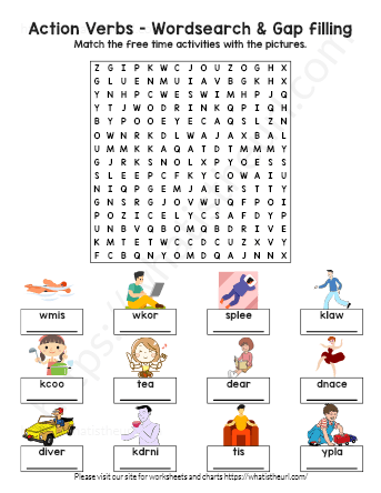 Action Verbs Word Search Worksheet Your Home Teacher