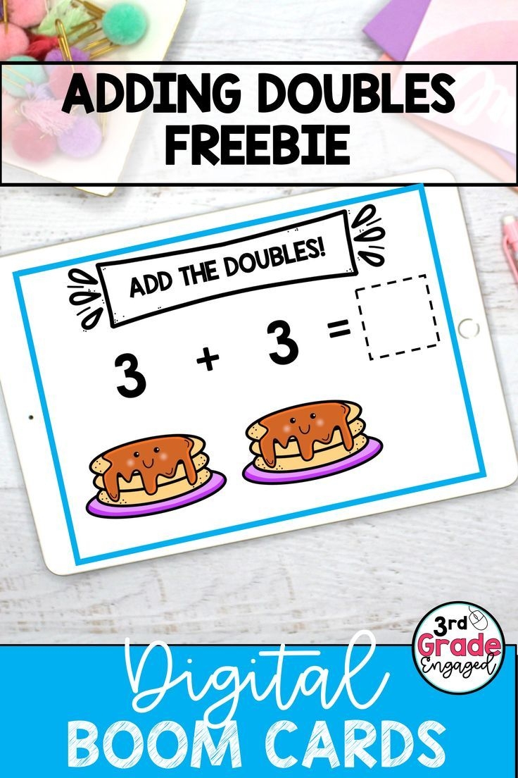 Adding Doubles To Threes Worksheet With Text Overlay That Reads Adding 