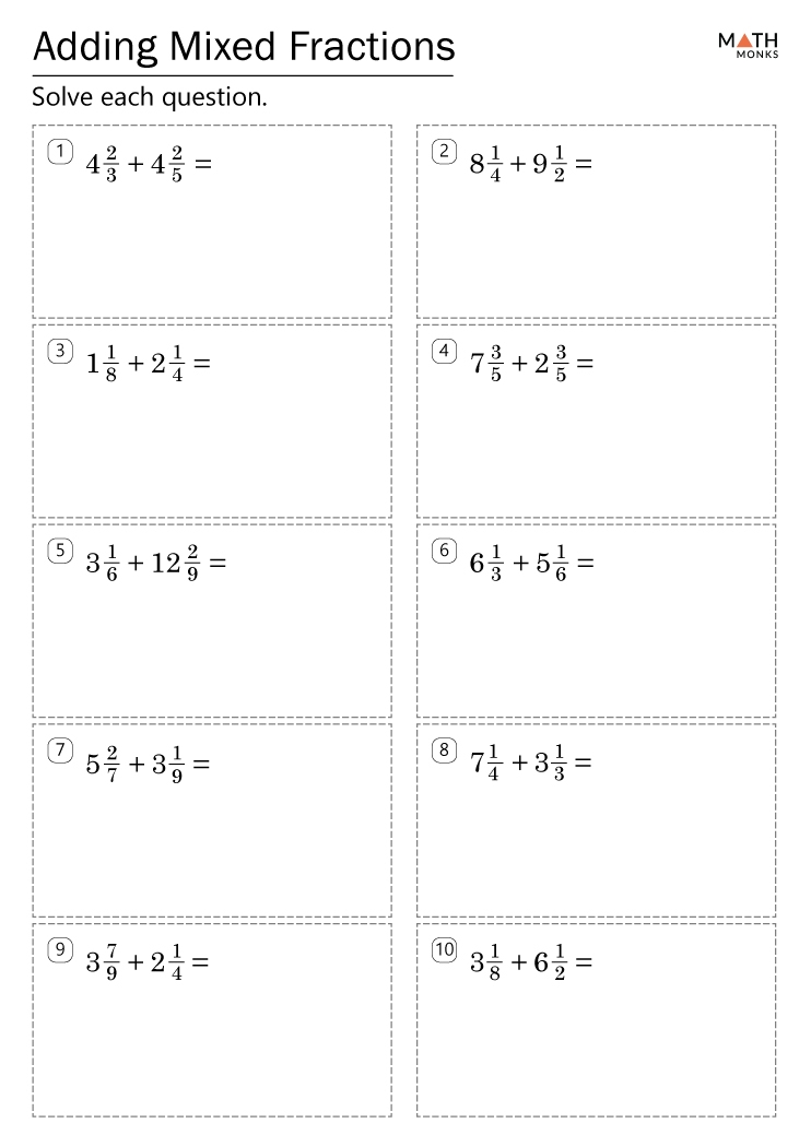 Adding Fractions Worksheets With Answer Key