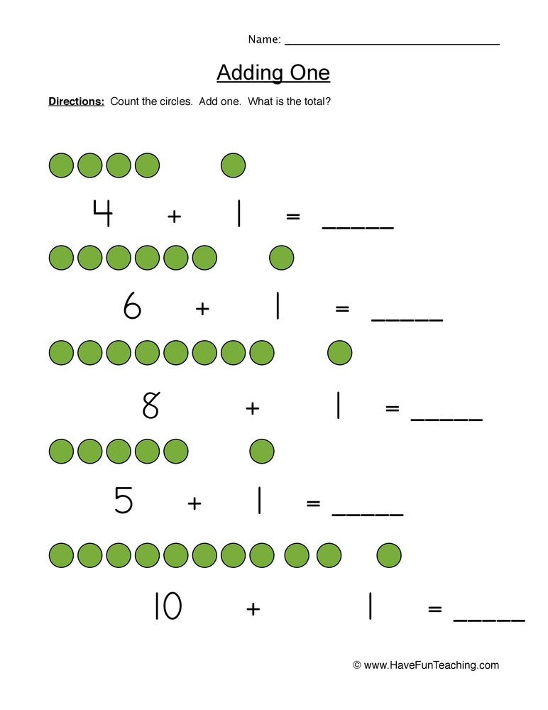 Adding One Worksheet Have Fun Teaching