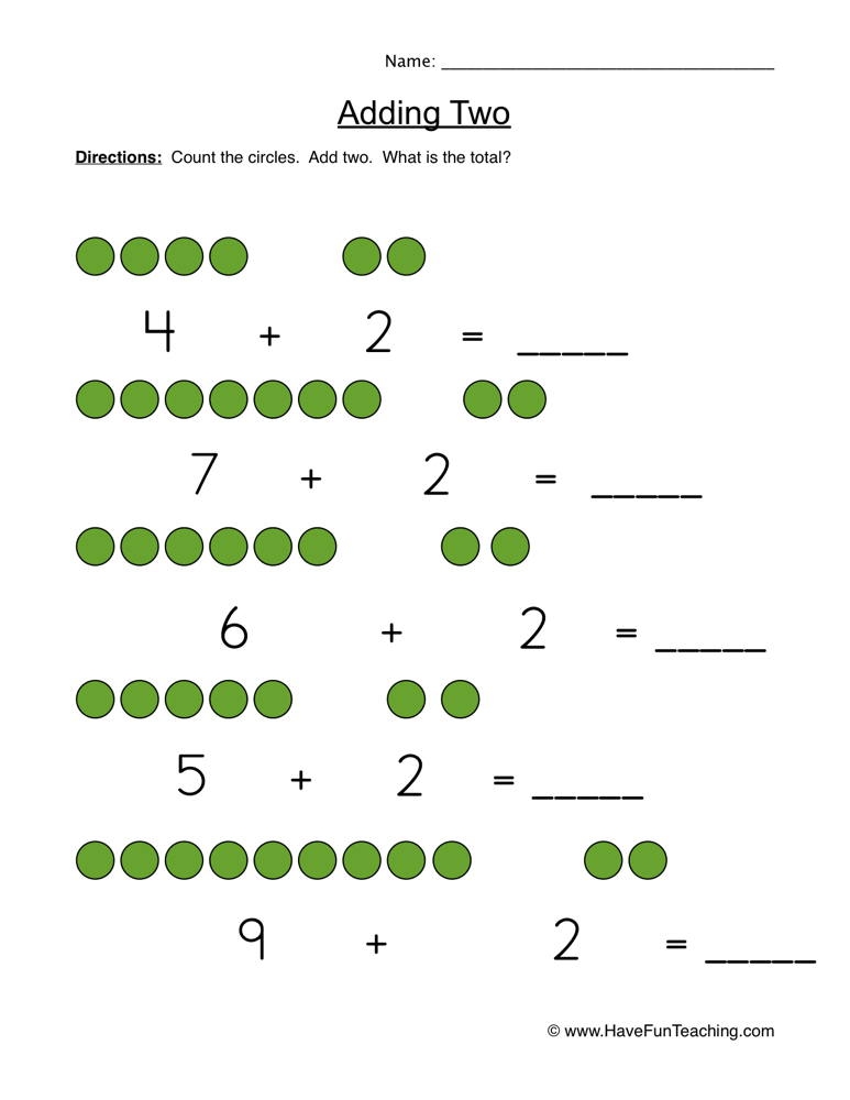 Adding Two Count The Circles Worksheet Have Fun Teaching