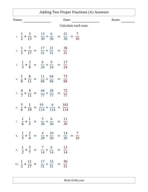 adding fractions with unlike denominators worksheet