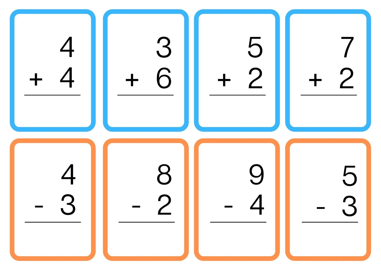 math doubles flash cards printable