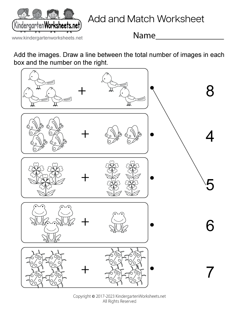 Addition Printable Worksheets For Kindergarten AdditionWorksheets