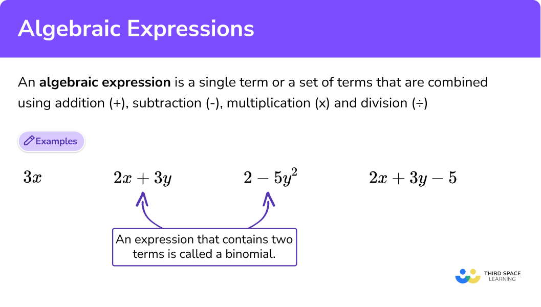 Algebraic Expressions GCSE Maths Steps Examples Worksheet 