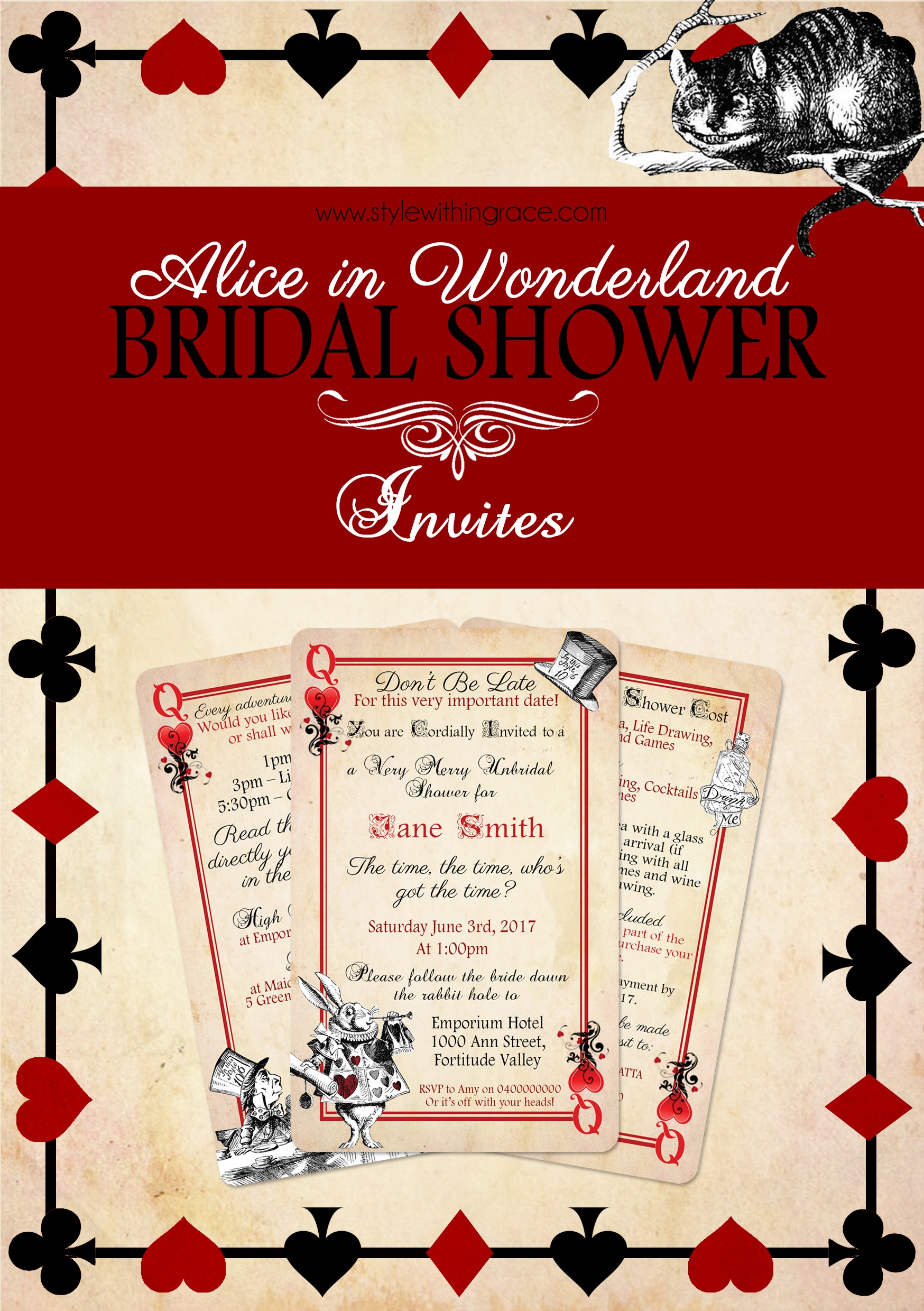 Alice In Wonderland Bridal Shower Invites