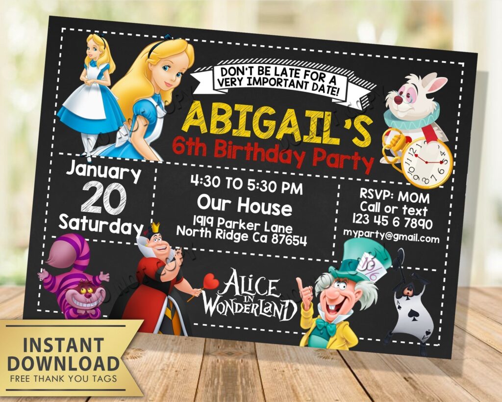 Alice In Wonderland Invitation My Party Templates