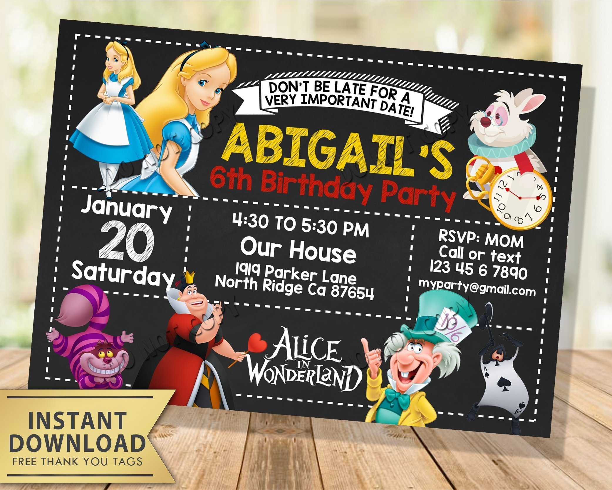 Alice In Wonderland Invitation My Party Templates