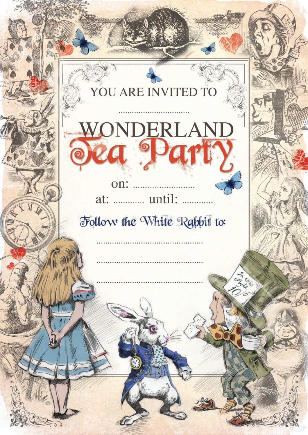 alice in wonderland invitation template free