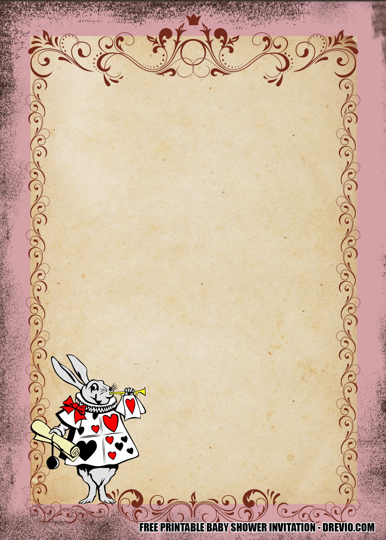 Alice In Wonderland Invitations Template Free Printable Word Searches