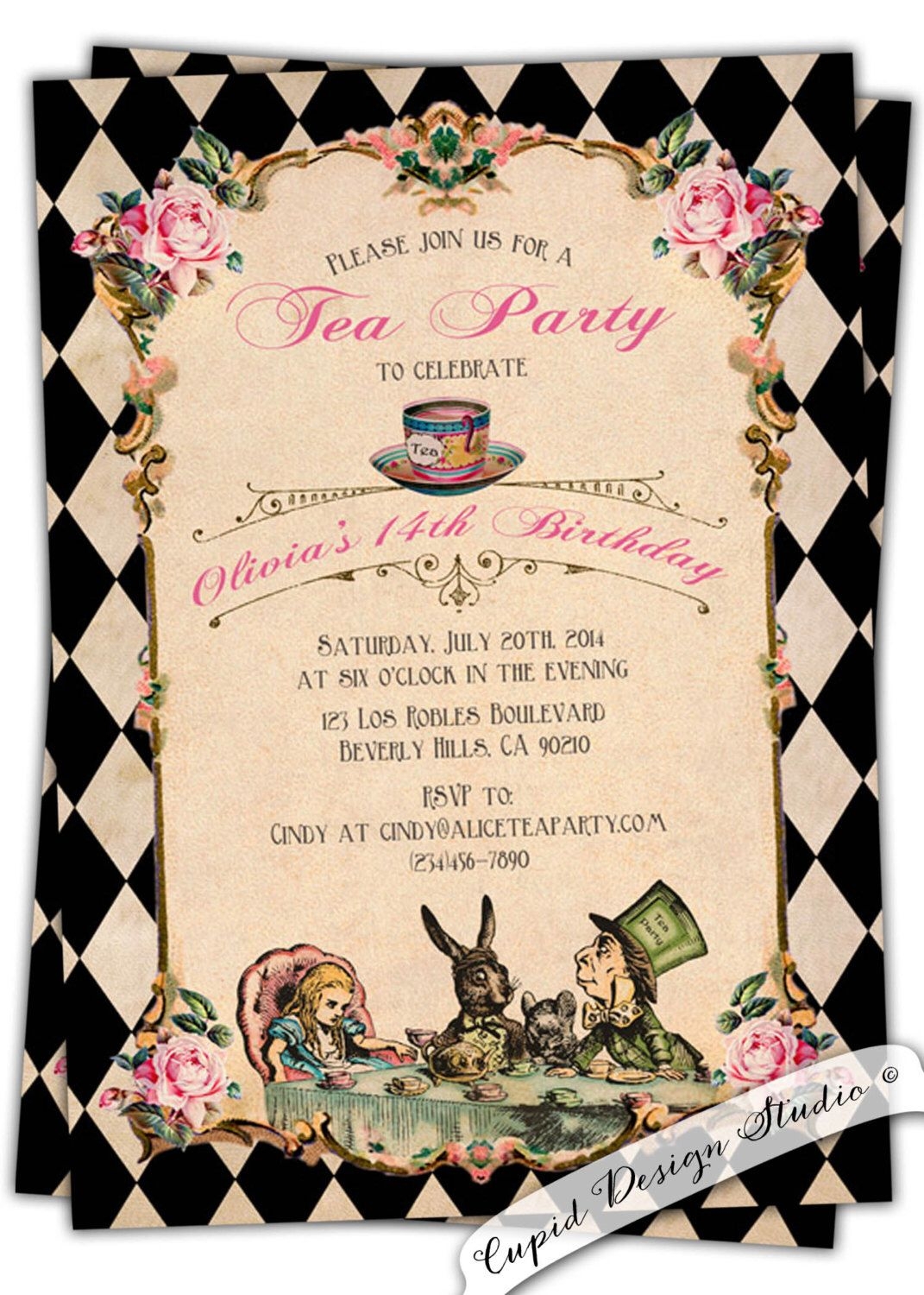 Alice In Wonderland Invitations Template Free Social Media Template