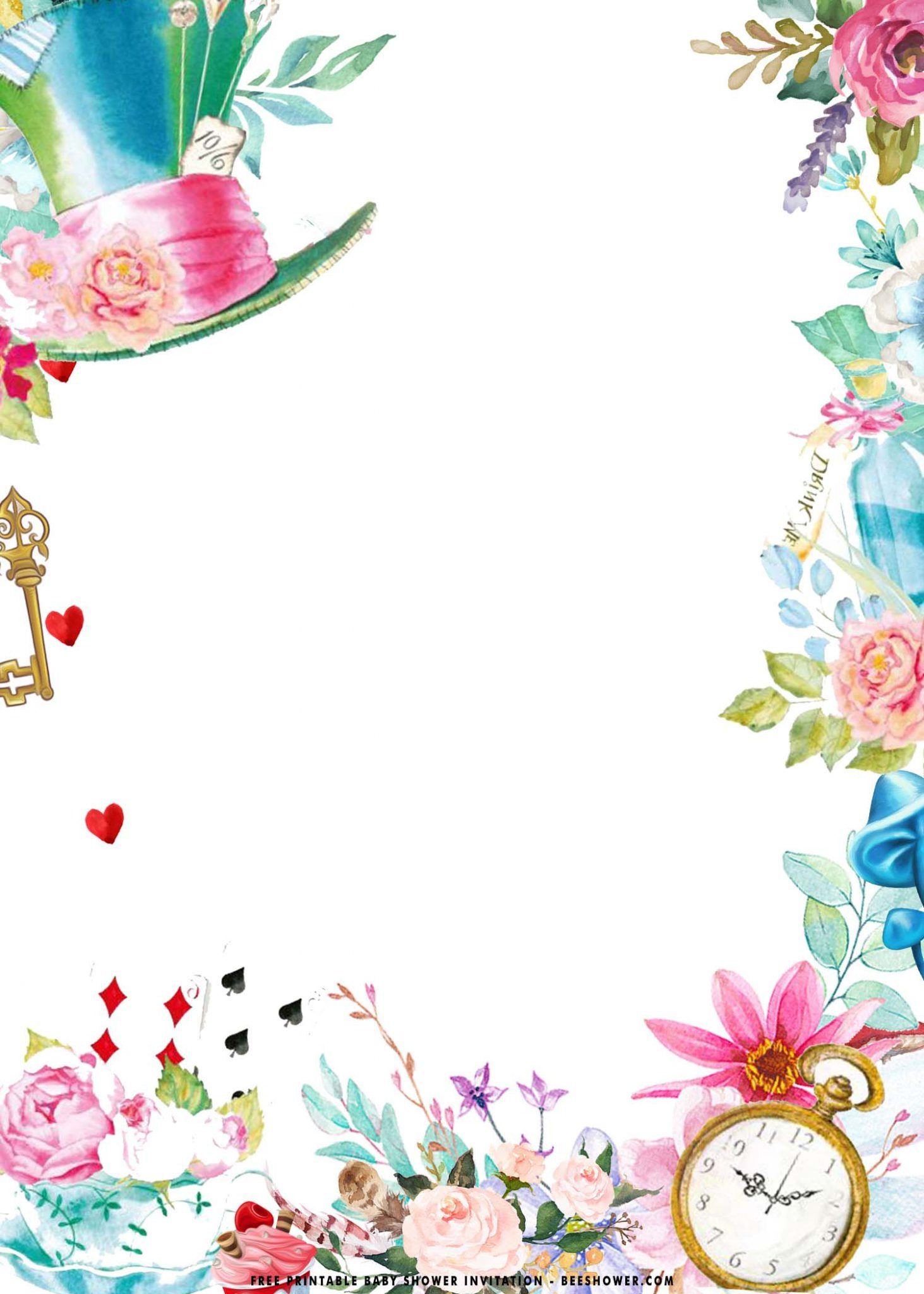 alice in wonderland templates for invites