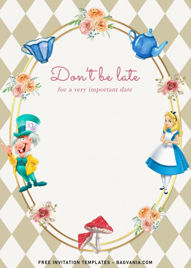 Alice In Wonderland Invite Templates Free Social Media Template
