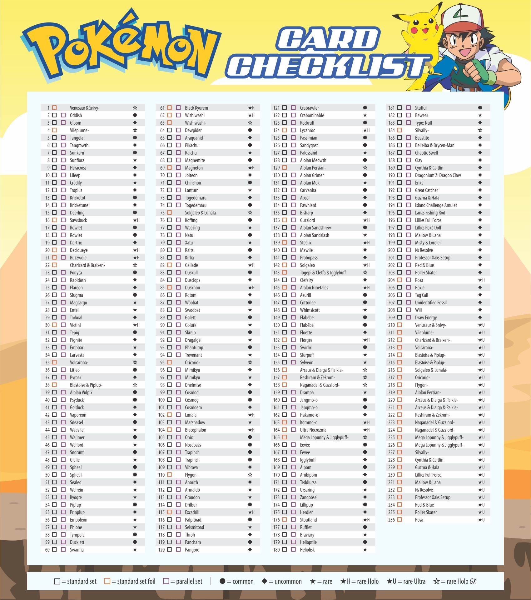 All Pokemon Checklist Printable Pokemon Pokemon Printables Pokemon