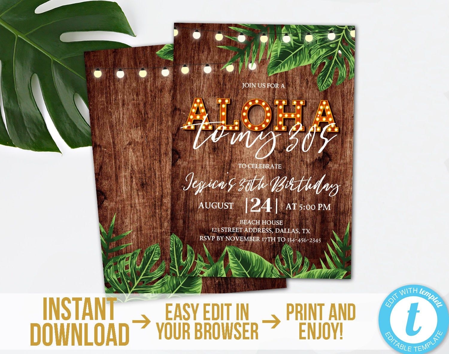 Aloha Birthday Invitation Templates Dev onallcylinders