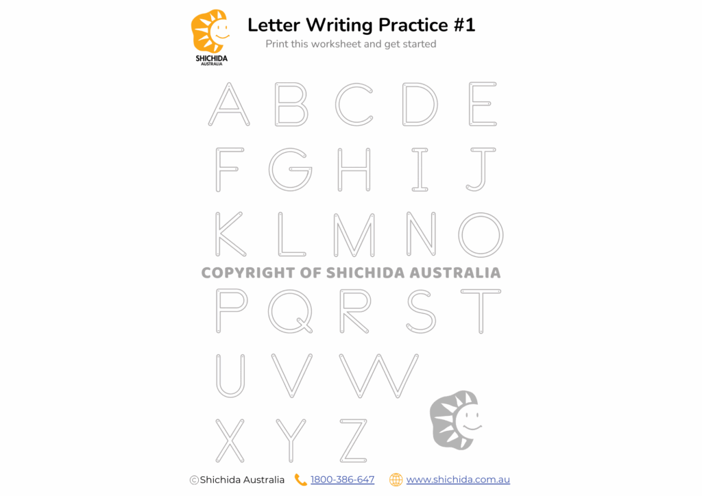 Alphabet Writing Worksheet 1 Shichida Australia Worksheets Library