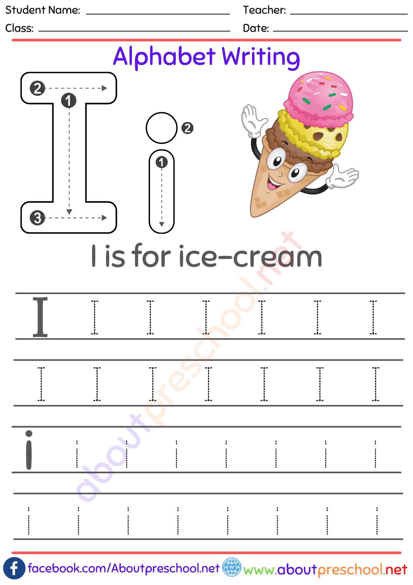 alphabet writing worksheet