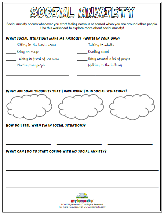 Anxiety Worksheets For Kids And Teens Printable Worksheets