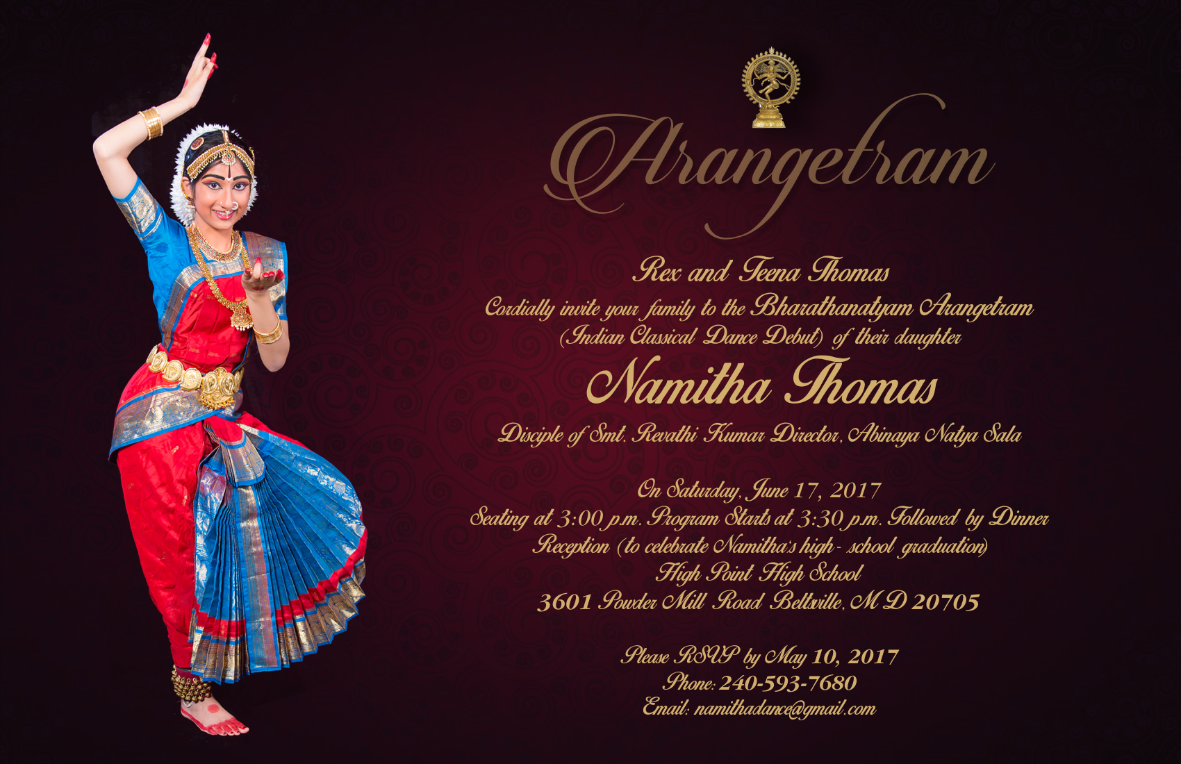 Arangetram Invitation Templates