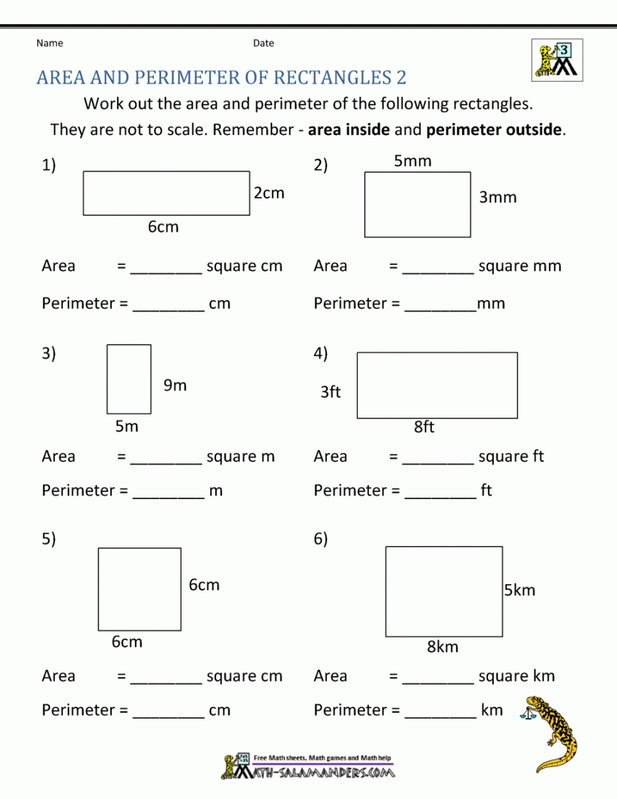 Area And Perimeter Worksheet Grade 6 Printable PDF Template