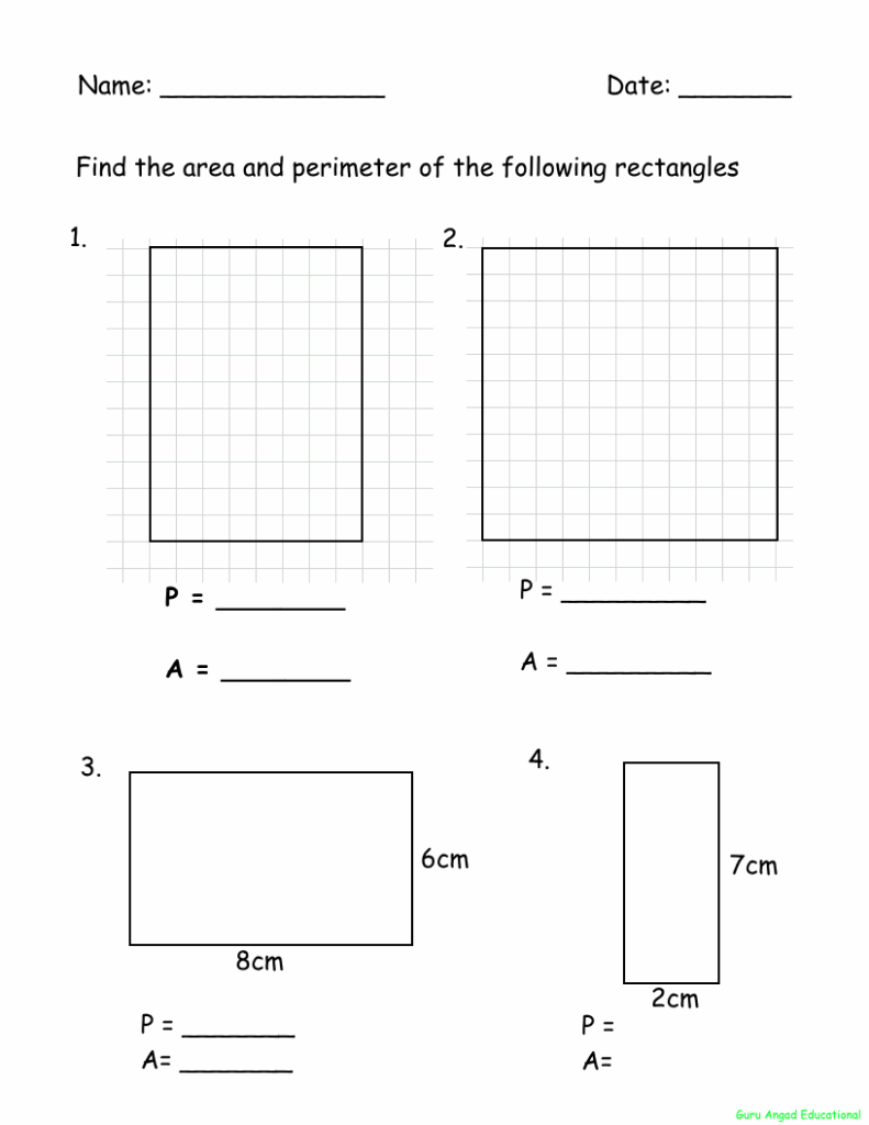 Area And Perimeter Worksheets Third Grade Math Worksheets