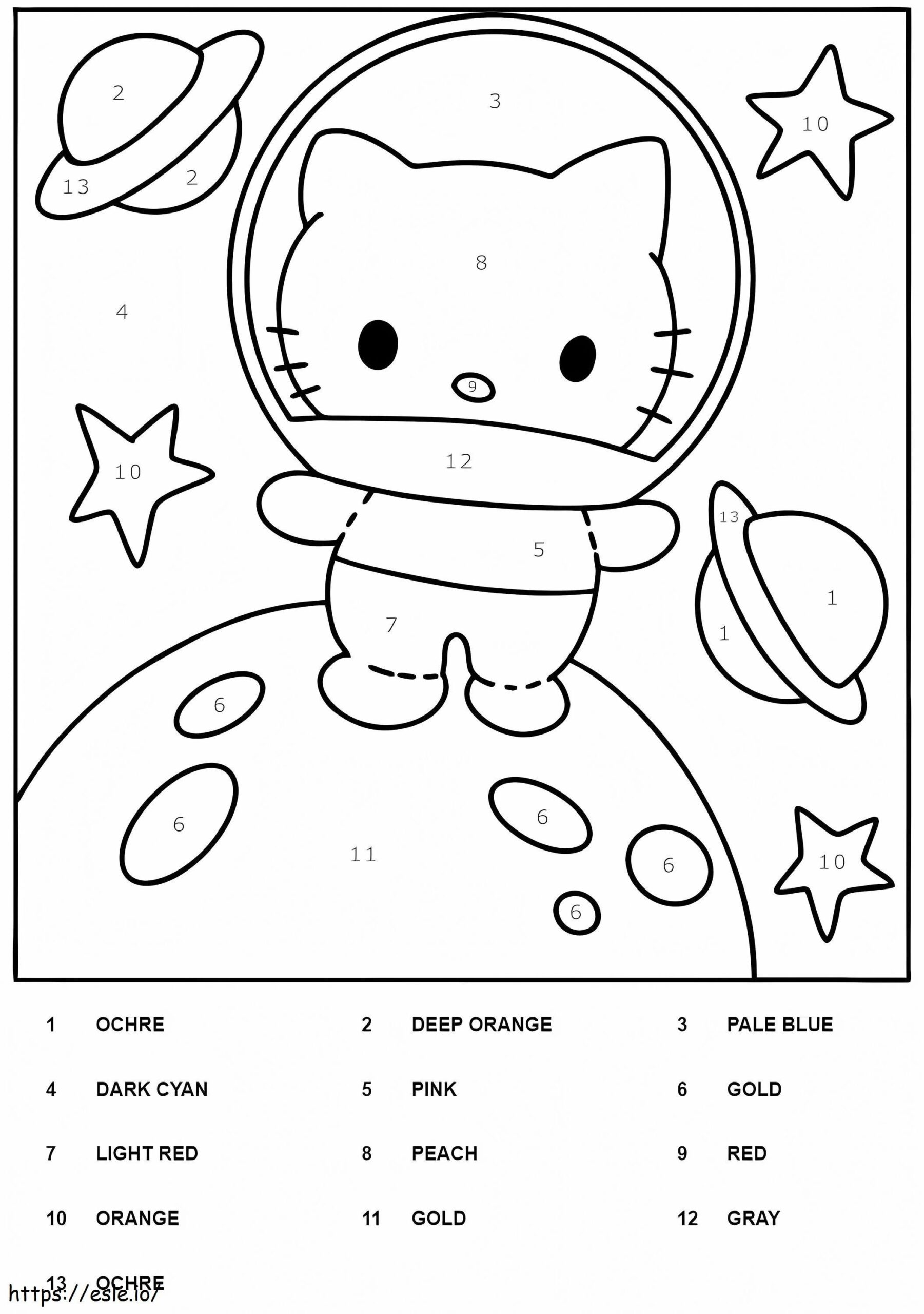 Astronaut Hello Kitty Color By Number Coloring Page