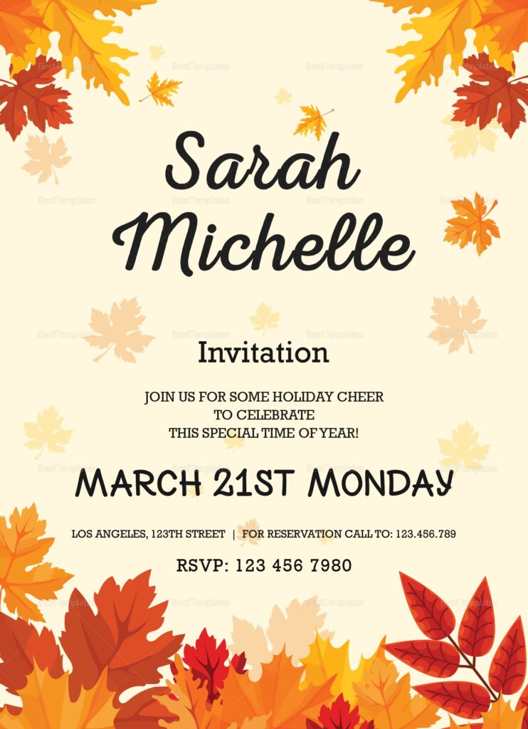 Autumn Debut Invitation Card Design Template In Word PSD Publisher