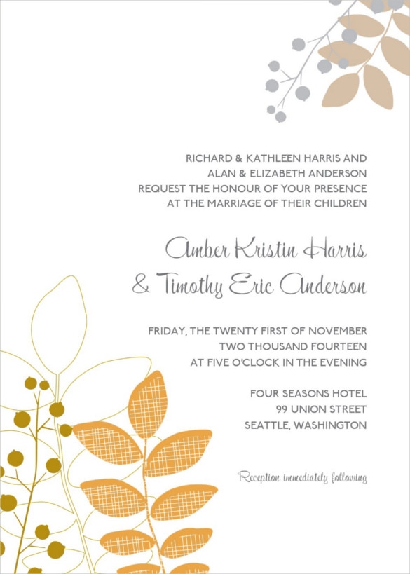 Autumn Wedding Invitation Templates Free Free Templates Printable