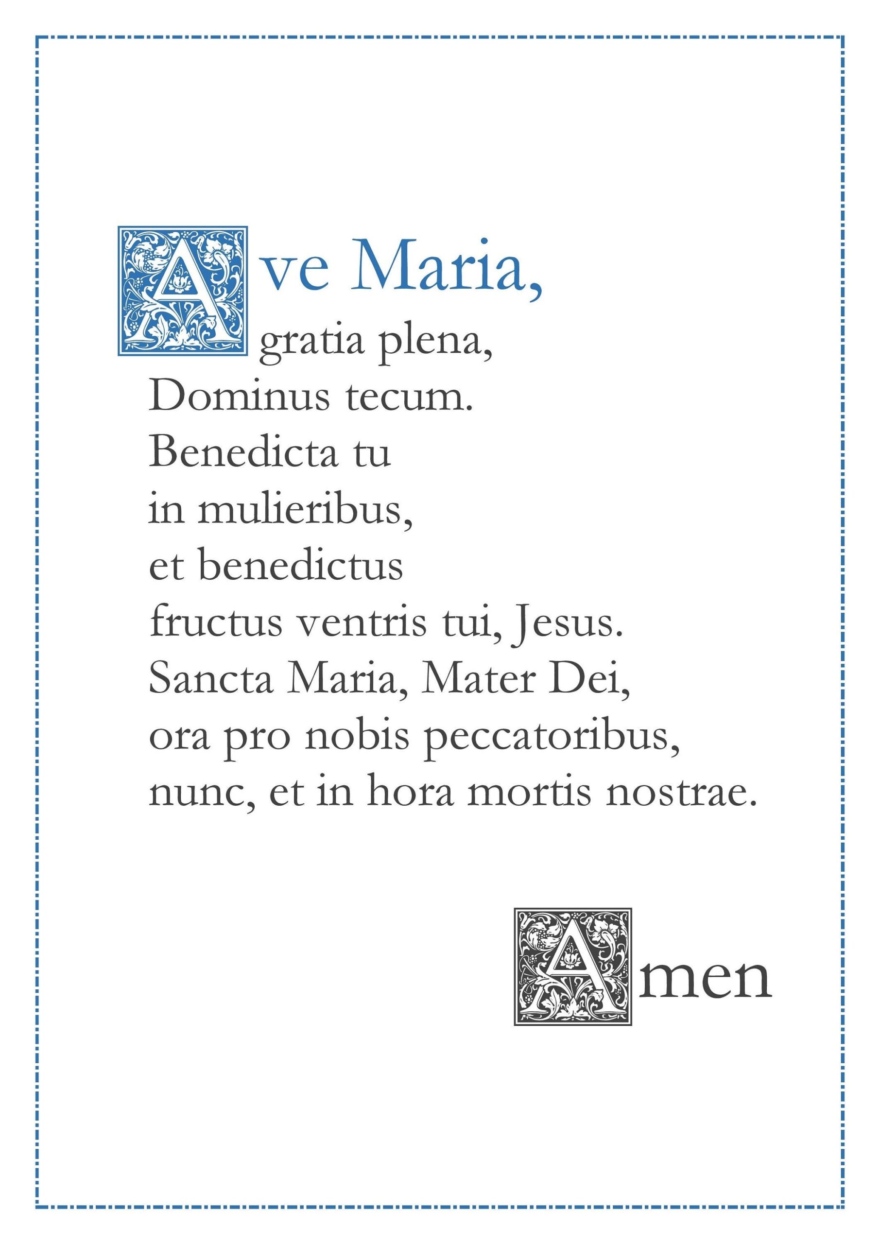 Ave Maria Latin Prayer Printable Catholic Hail Mary Prayer 41 OFF