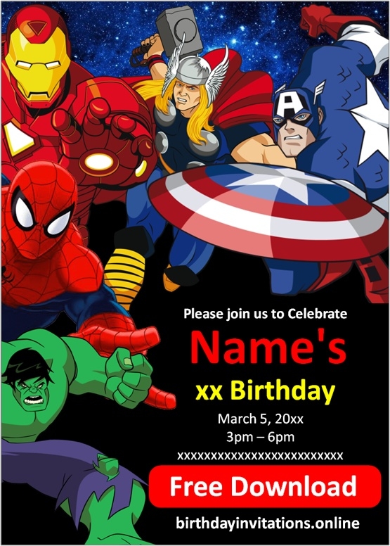 Avengers Birthday Invitations Birthday Invitations