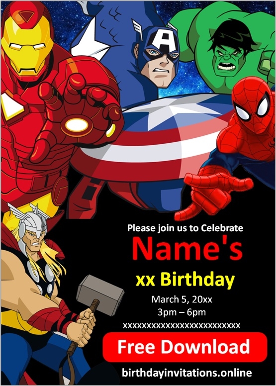 Avengers Birthday Invitations Birthday Invitations