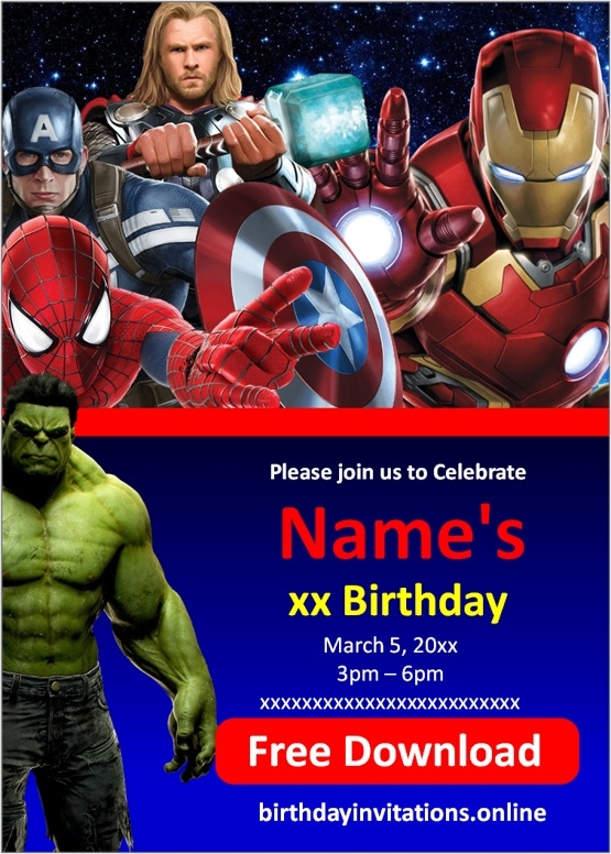 Avengers Birthday Invitations Birthday Invitations