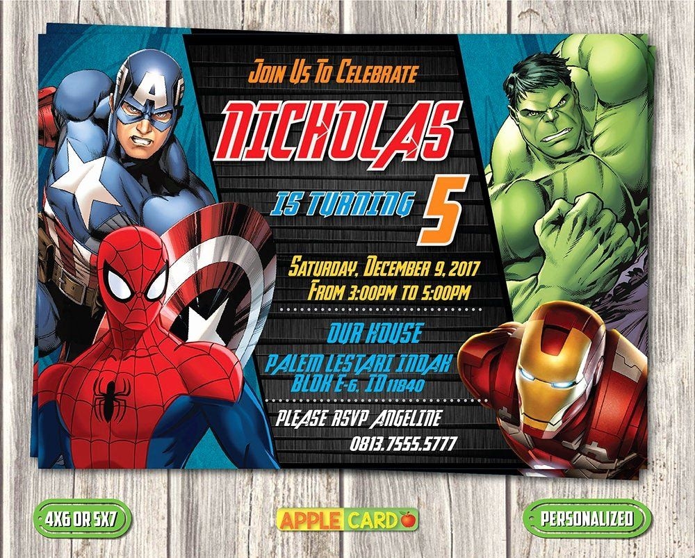 avengers birthday invitations templates free