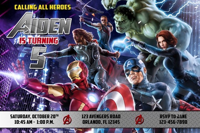 Avengers Birthday Invitations