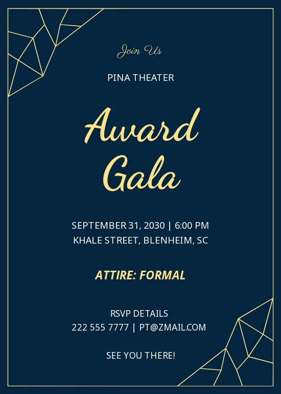 Award Gala Invitation Edit Online Download Example