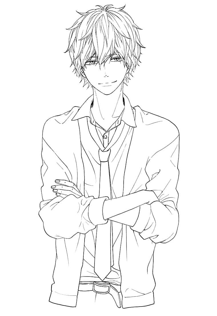 Awesome Anime Boy Coloring Page Free Printable Coloring Pages For Kids