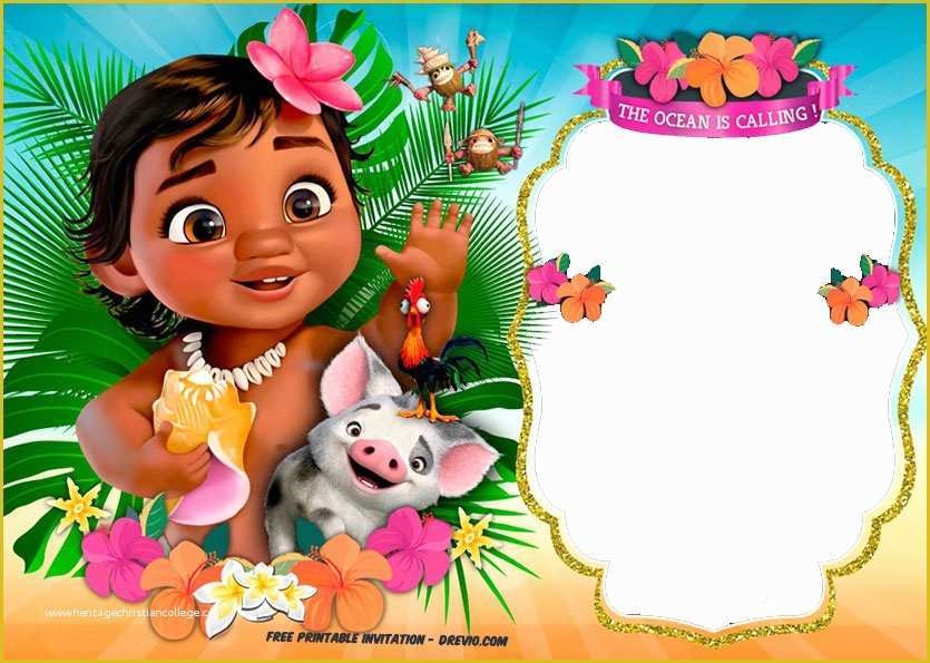Baby Moana Invitation Template Free Of Free Moana Birthday Invitation 
