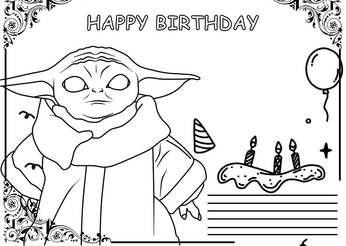 Baby Yoda Birthday Card Printable Free