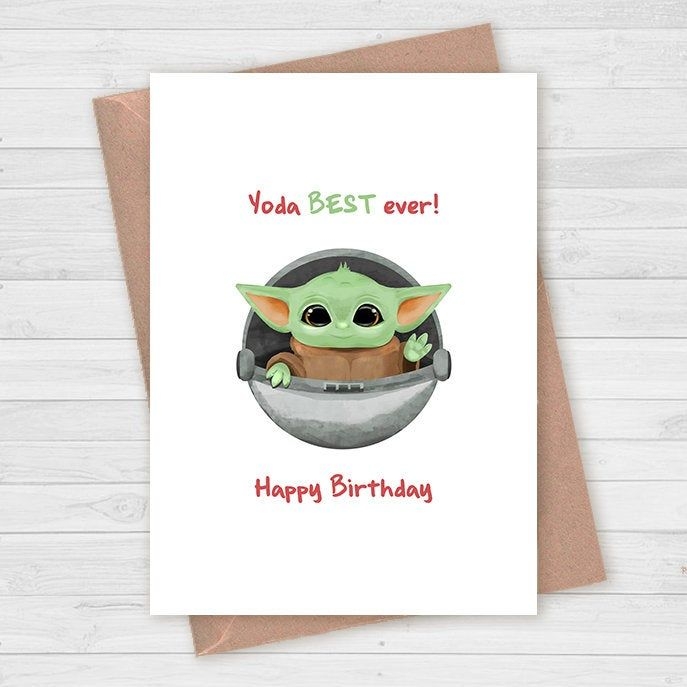 Baby Yoda Birthday Card Printable Free