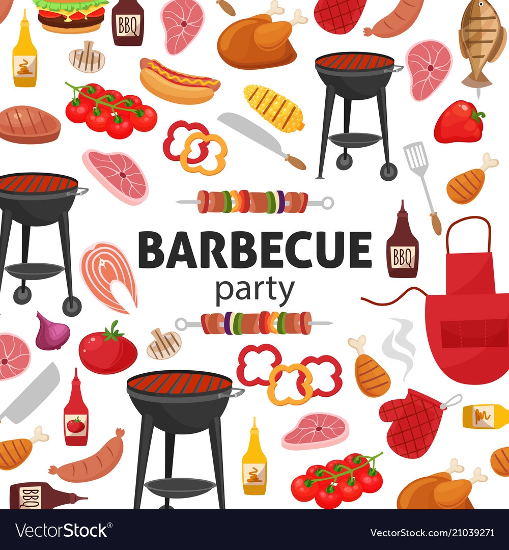 Barbecue Party Invitation Bbq Template Menu Vector Image