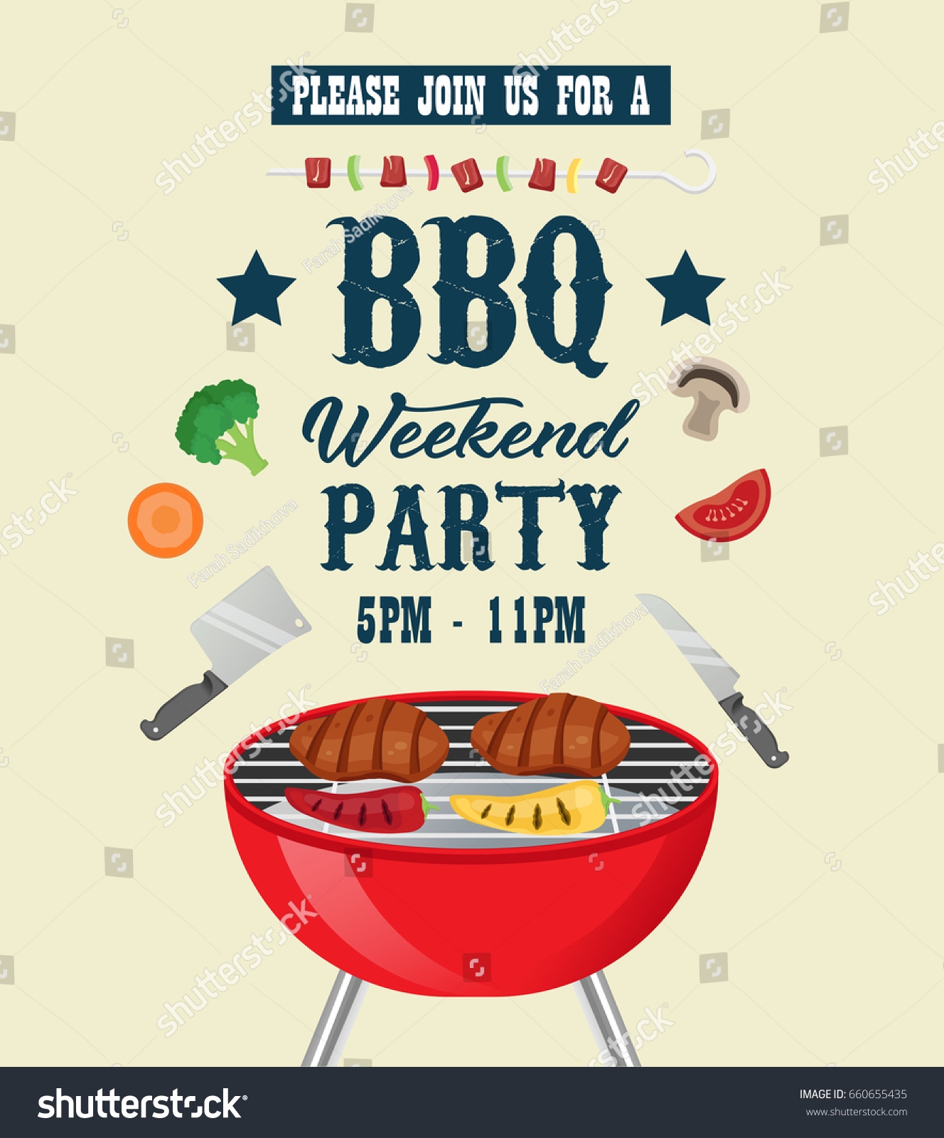 Barbecue Party Invitation Template Bbq Party Stock Vector Royalty Free 